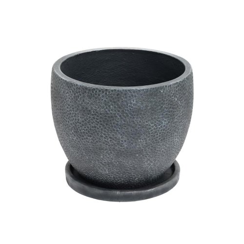 J144 kvetináč +miska belle antik čierna 30x24,5cm s