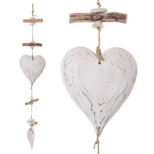 Girlanda srdiečka drevo biele 72x15x3cm
