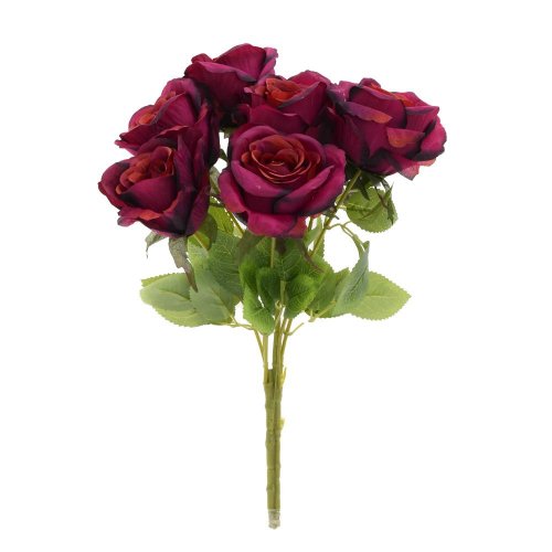 Kytica ruža x7 40cm tm.červená
