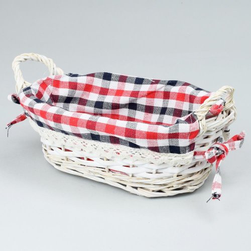 Prútený košík biely vzor kocka m:32x23x11cm