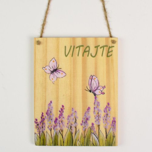 Záves tabuľka vitajte drevo 13x10x1cm natur