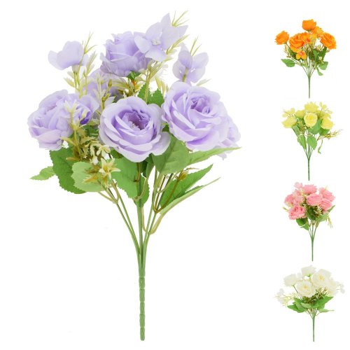 Kytica ruža, drob.kvety, zeleň ,mix/5f 31cm