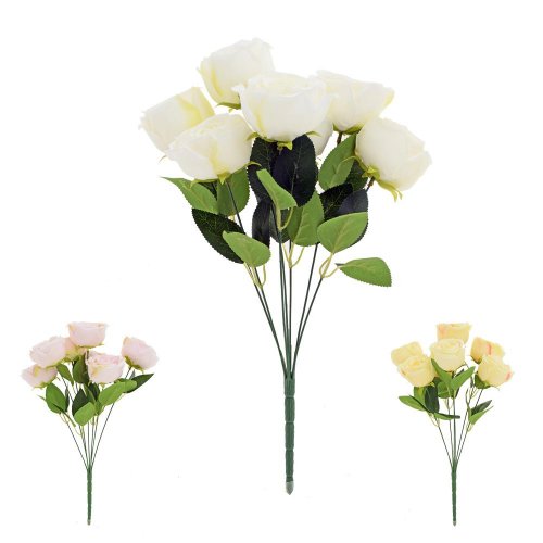 Kytica ruža, zeleň, mix/3f 43cm