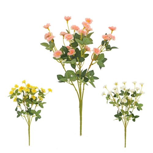 Kytica drob. kvety, zeleň,mix/3f 37cm