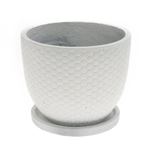 J107 kvetináč+miska okrúhly mila biela 30x24,5cm m