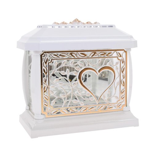 Lampion panteon srdce rámik listy biely