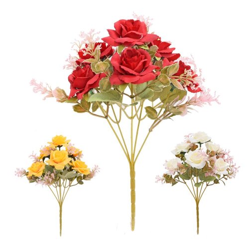 Kytica ruža, zeleň mix/3f 28cm