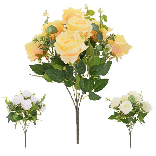 Kytica ruža, zeleň mix/3f 42cm