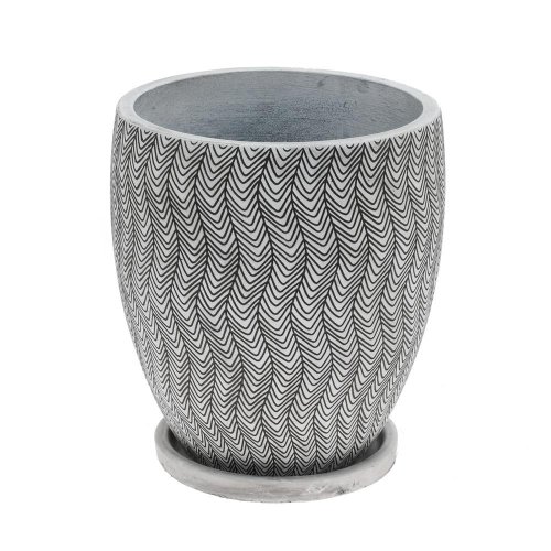 J132 kvetináč + miska lala biela 24x26cm s