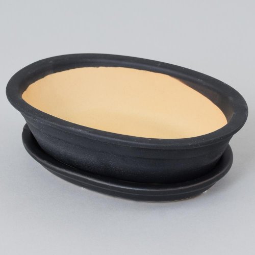 16.036.25 kvetináč+miska bonsai ovál antracit 25cm/v.6cm/