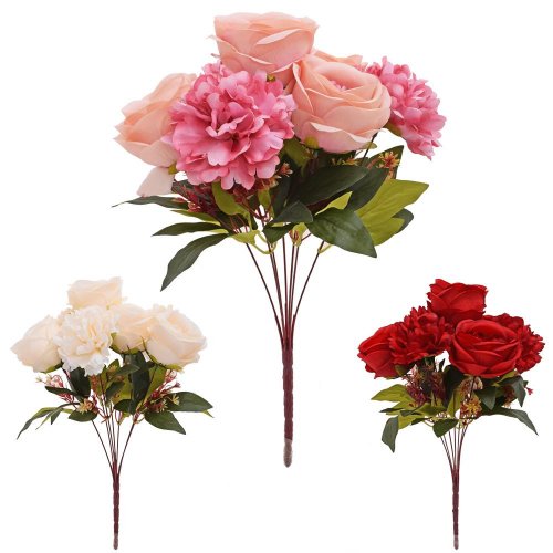 Kytica ruža, pivónia x7 42cm mix/3f