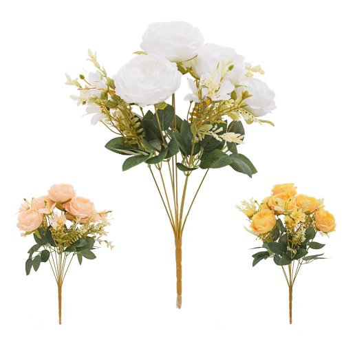 Kytica ruža anglická x9, zeleň 43cm mix/3f