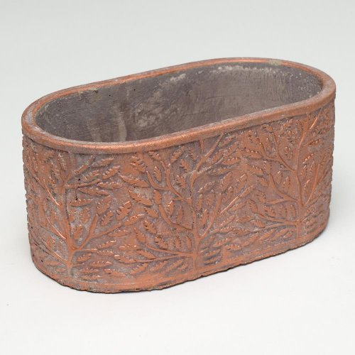 Obal oval cement šedý s medenou 20x11x8.8cm