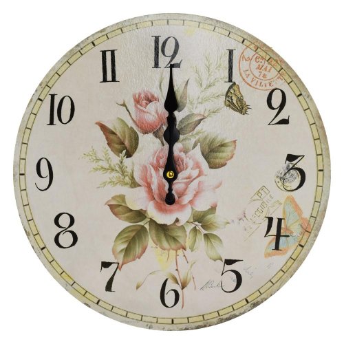 Hodiny nástenné mdf dia 34cm ruže