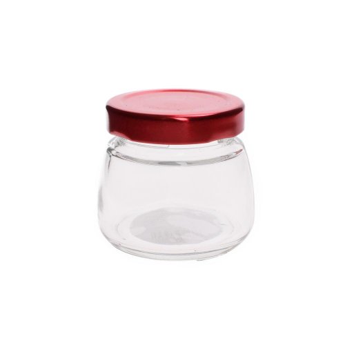 Pohár 100ml sklo/ viečko červ. *2394
