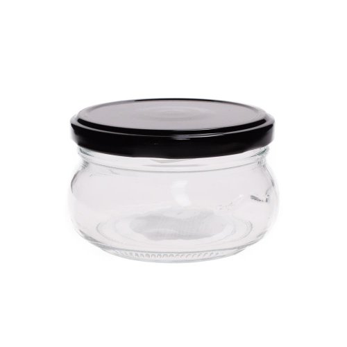 Pohár 200ml sklo/ viečko čierne *2240