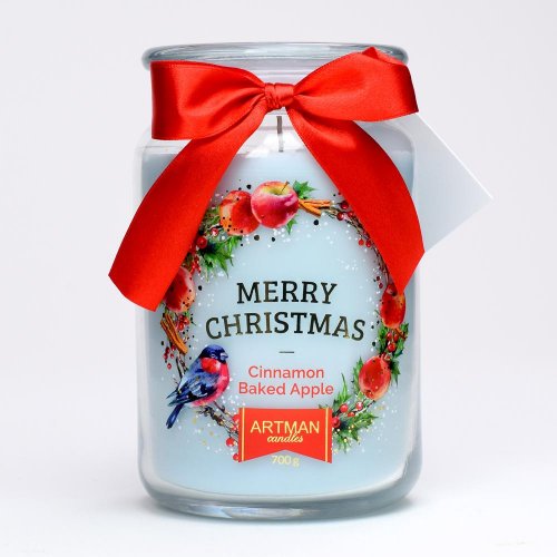 Voň.v skle christmas veľ.modrá 700gr 16cm