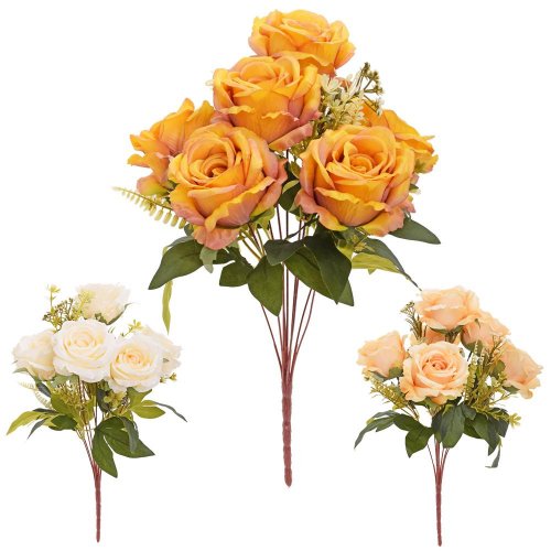 Kytica ruža x9 45cm krémové mix/3f