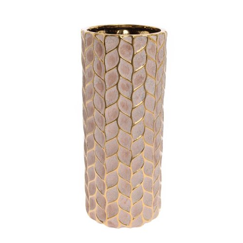 Váza ornament zlato-piesková 14*14*33cm - Umelé kvety