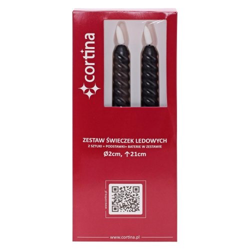 Sviečka stolová led s bater.čierna 24cm s/2