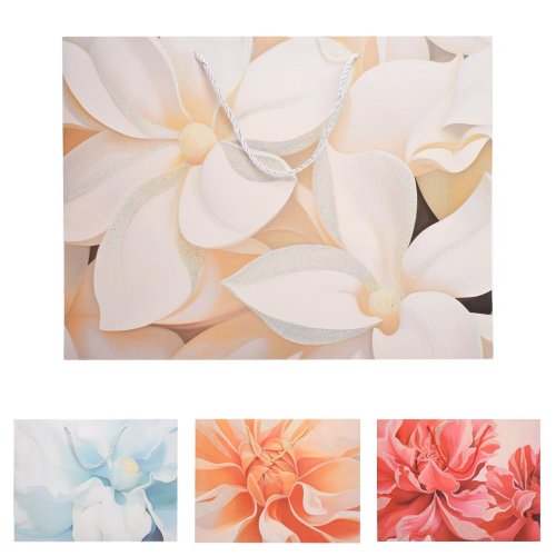 Darčeková taška l 40*30*12cm kvety glitter