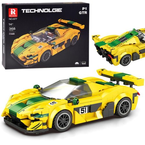 Technické bloky športové auto p1 gtr žlto-zelená 368-dielna