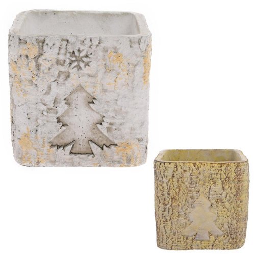 Obal cement štvorec strom kôra 15x15x14cm