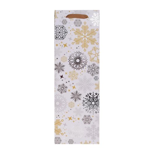 Agb2013504 taška darč.v37x12+10cm metallic snowflakes bottle - Vianočné osvetlenie