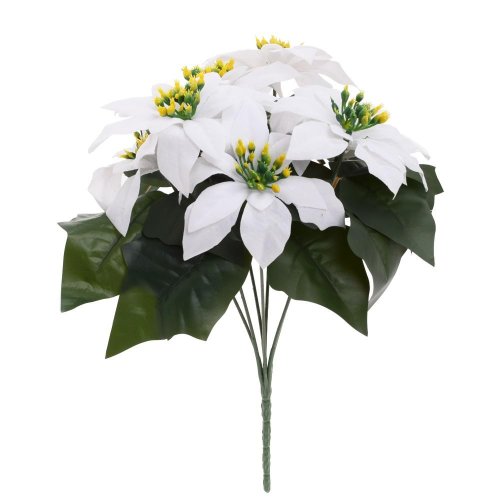 Kytica vianočná ruža biela 28cm - Umelé kvety