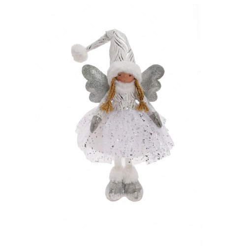 Anjel bie/str led textil 22*16*50cm - Vianočné dekorácie