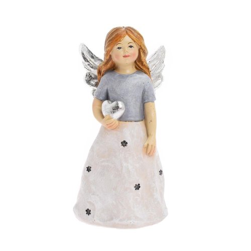 Anjel so srdcom siv/str poly 6,8*6,5*13,5cm - Vianočné dekorácie