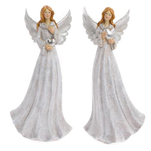 Anjel siv/str mix/2 poly 12*8*24,5cm - Vianočné dekorácie