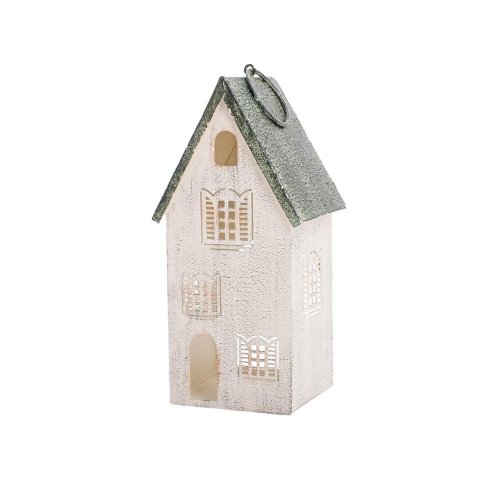 Domček bie/zel plech 18*9*7,5cm - Vianočné dekorácie a ozdoby