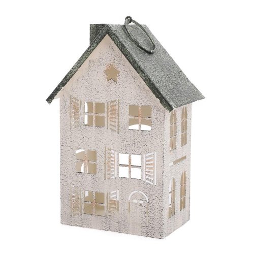 Domček bie/zel plech 24*16*9cm - Vianočné dekorácie a ozdoby