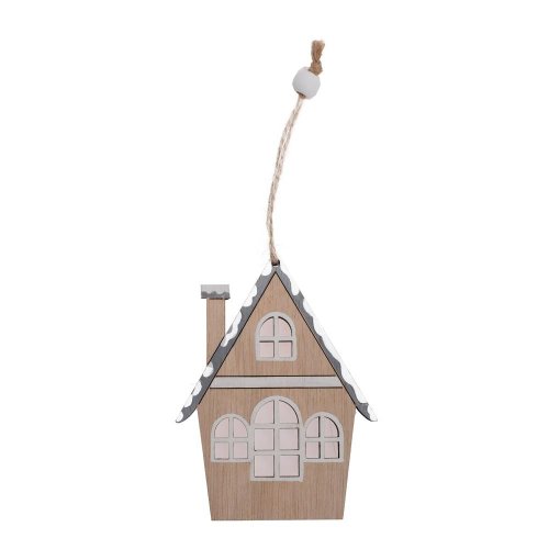 Záves domček nat/siv s/2 drevo 7,3*10cm