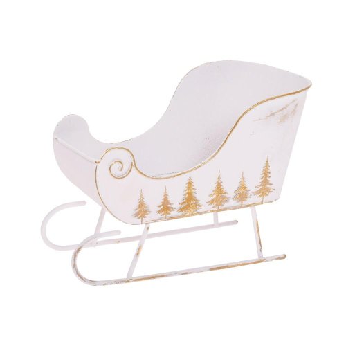 Sánky bie/zla stromčeky plech 20*18,5*10,5cm - Vianočné dekorácie a ozdoby