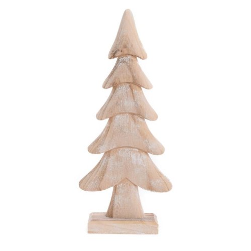 Stromček bie/nat drevo 33*14*5cm - Vianočné dekorácie