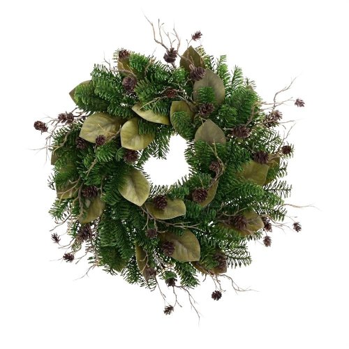 Veniec čečina,zeleň,konár,šišky 45cm - Vianočné dekorácie