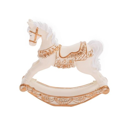 Hojdací koník kré/zla poly 12*3*11,5cm - Vianočné dekorácie