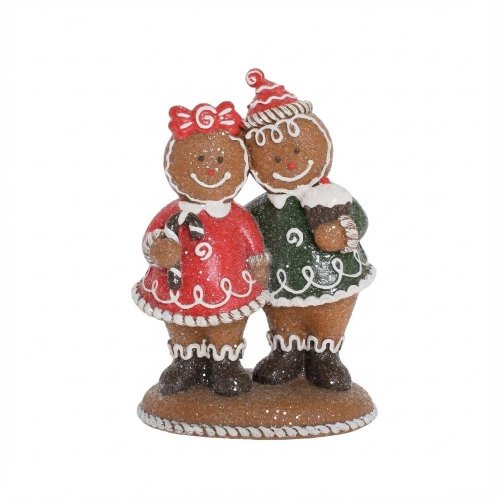 Perníčky chlapec/dievča hne/čer/zel poly 10,2*7*14,5cm - Vianočné dekorácie