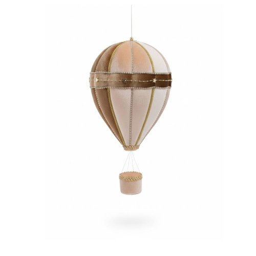 Záves balón kré/hne zamat textil 13*13*28cm