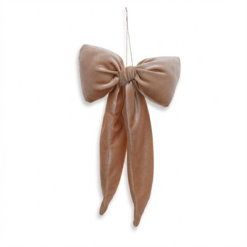 Záves puf mašla krémová zamat textil 17*30cm