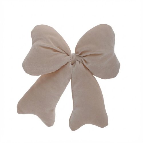 Záves puf mašla krémová zamat textil 20*20cm