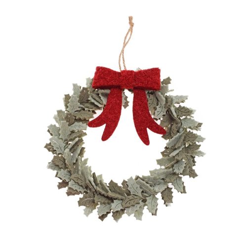 Veniec ilex s mašlou zel/čer 20cm - Vianočné dekorácie