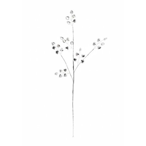 Konár kryštáliky,srdiečka strieborné 55cm - Umelé kvety