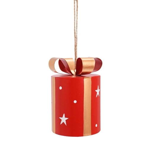 Záves darček čer/zla plech 9*9*12cm - Vianočné dekorácie