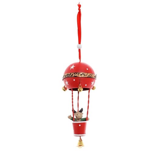 Záves balón so sobom čer/zla plech 6,5*6,5*16cm - Vianočné dekorácie
