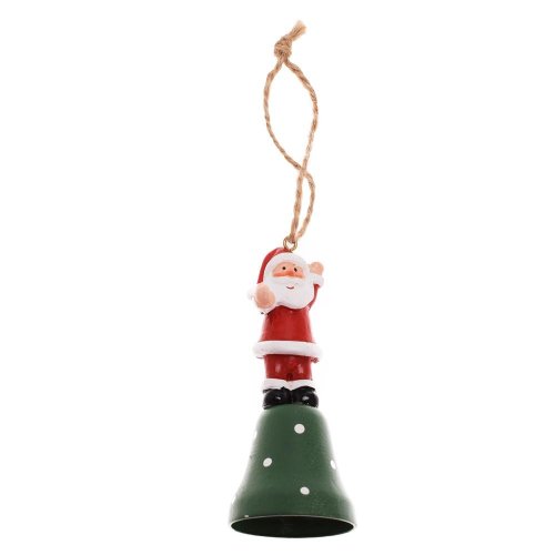 Záves zvonček so santom čer/zel plech 4*4*9,5cm - Vianočné dekorácie a ozdoby