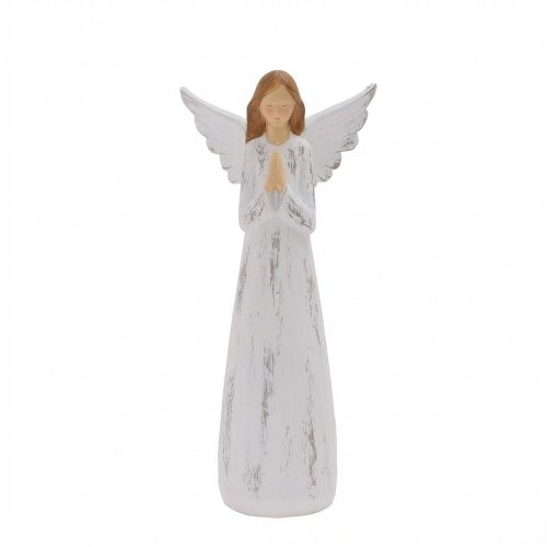 Anjel modliaci bie/béž poly 17*11,5*36cm - Vianočné dekorácie