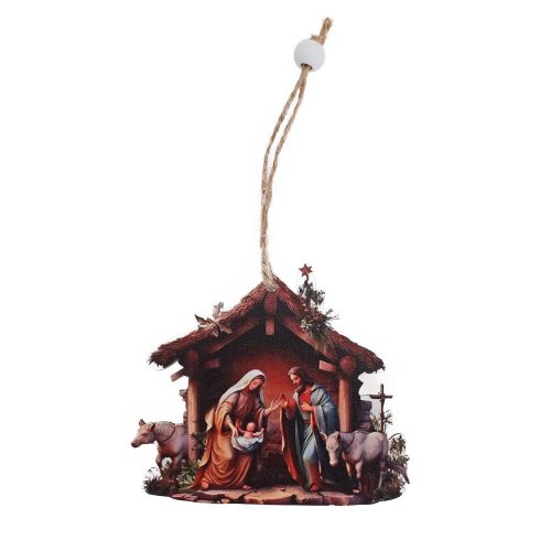 Záves betlehem s/2 drevo 9,2*8cm - Vianočné dekorácie a ozdoby